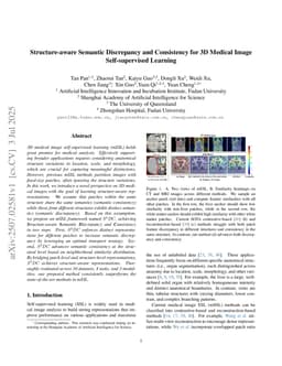 Structure-aware Semantic Discrepancy and Consistency for 3D Medical Image Self-supervised Learning