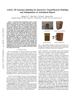 ArtGS:3D Gaussian Splatting for Interactive Visual-Physical Modeling and Manipulation of Articulated Objects