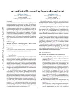 Access Control Threatened by Quantum Entanglement