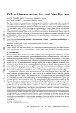 Calibrated Recommendations: Survey and Future Directions