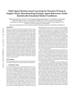 Multi-Agent Reinforcement Learning for Dynamic Pricing in Supply Chains: Benchmarking Strategic Agent Behaviours under Realistically Simulated Market Conditions