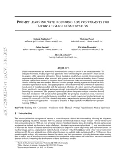 Prompt learning with bounding box constraints for medical image segmentation