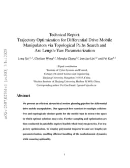 Trajectory Optimization for Differential Drive Mobile Manipulators via Topological Paths Search and Arc Length-Yaw Parameterization