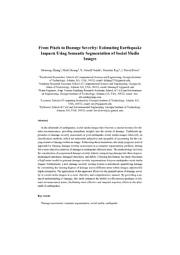 From Pixels to Damage Severity: Estimating Earthquake Impacts Using Semantic Segmentation of Social Media Images