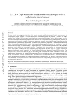 GALDS: A Graph-Autoencoder-based Latent Dynamics Surrogate model to predict neurite material transport