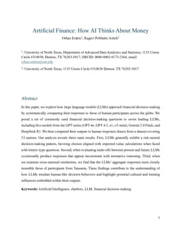 Artificial Finance: How AI Thinks About Money