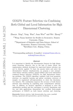 GOLFS: Feature Selection via Combining Both Global and Local Information for High Dimensional Clustering