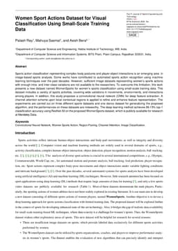 Women Sport Actions Dataset for Visual Classification Using Small Scale Training Data