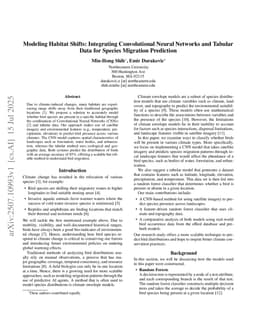Modeling Habitat Shifts: Integrating Convolutional Neural Networks and Tabular Data for Species Migration Prediction