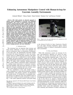 Enhancing Autonomous Manipulator Control with Human-in-loop for Uncertain Assembly Environments