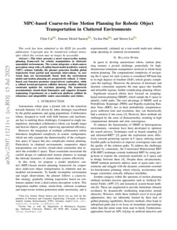 MPC-based Coarse-to-Fine Motion Planning for Robotic Object Transportation in Cluttered Environments