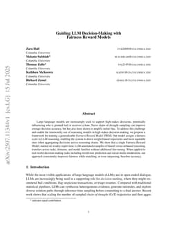 Guiding LLM Decision-Making with Fairness Reward Models