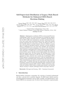 Self-Supervised Distillation of Legacy Rule-Based Methods for Enhanced EEG-Based Decision-Making