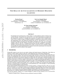 The Role of Active Learning in Modern Machine Learning