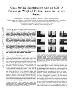 Glass Surface Segmentation with an RGB-D Camera via Weighted Feature Fusion for Service Robots