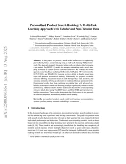 Personalized Product Search Ranking: A Multi-Task Learning Approach with Tabular and Non-Tabular Data