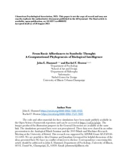 From Basic Affordances to Symbolic Thought: A Computational Phylogenesis of Biological Intelligence