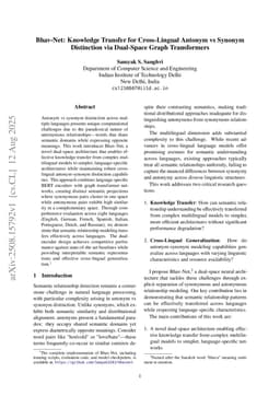 Bhav-Net: Knowledge Transfer for Cross-Lingual Antonym vs Synonym Distinction via Dual-Space Graph Transformers