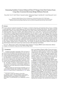 Generating Synthetic Contrast-Enhanced Chest CT Images from Non-Contrast Scans Using Slice-Consistent Brownian Bridge Diffusion Network