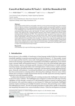 CaresAI at BioCreative IX Track 1 -- LLM for Biomedical QA