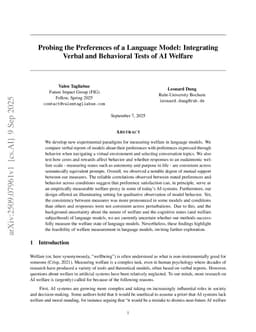 Probing the Preferences of a Language Model: Integrating Verbal and Behavioral Tests of AI Welfare