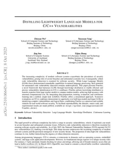 Distilling Lightweight Language Models for C/C++ Vulnerabilities