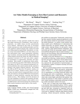 Are Video Models Emerging as Zero-Shot Learners and Reasoners in Medical Imaging?
