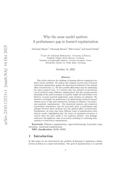 Why the noise model matters: A performance gap in learned regularization