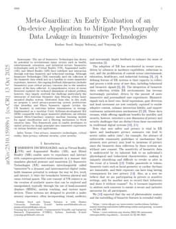Meta-Guardian: An Early Evaluation of an On-device Application to Mitigate Psychography Data Leakage in Immersive Technologies