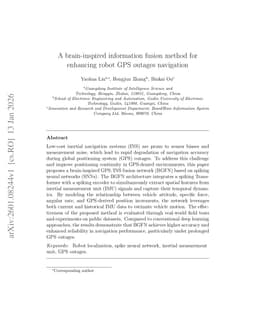 A brain-inspired information fusion method for enhancing robot GPS outages navigation
